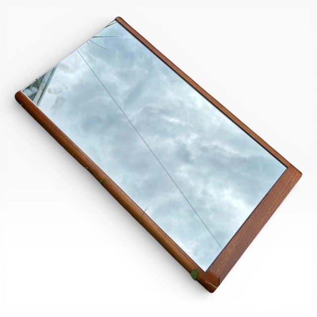 Mid-Century Danish Rectangular Teak Wall-Mounted Mirror For Sale - Image 11 of 11