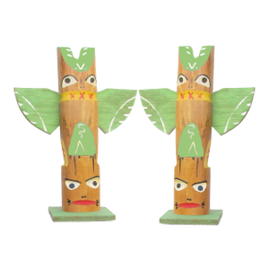 1960s Midcentury Souvenir Totem Poles Sculptures, Pair