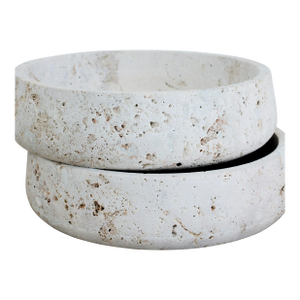 Carved Organic Travertine Stone Catchall Bowl