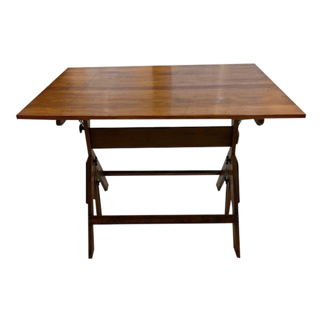 1930s Vintage Adjustable Wood Drafting Table For Sale
