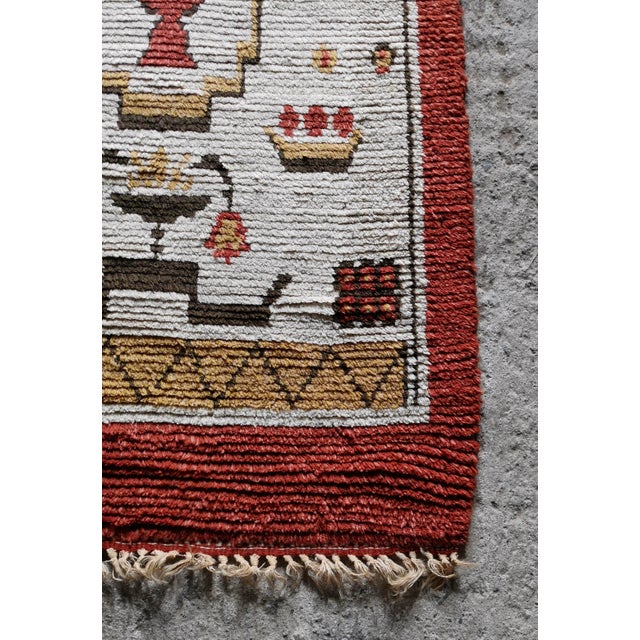 Black Swedish Grace Wool Rya Rug with Flower Motif, 1920s For Sale - Image 8 of 18