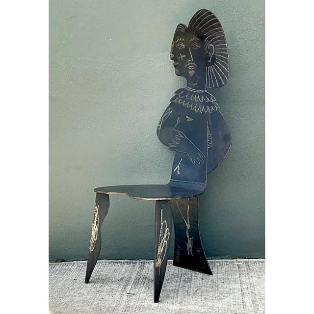 Vintage Robert Moore Cubist Figurative Steele Chair For Sale - Image 9 of 12