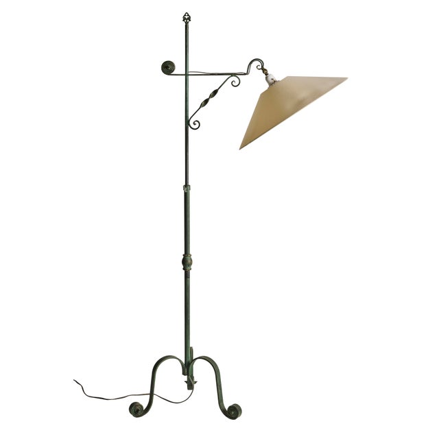 Scandinavian Modern Wrought Iron Floor Lamp with Adjustable Height, 40s, 1940s For Sale - Image 4 of 7
