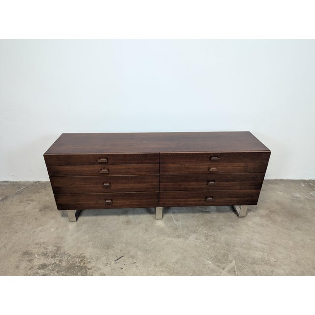 Mid Century Style Lowboy Dresser With Chrome Legs For Sale - Image 4 of 12