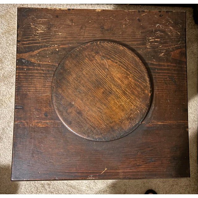 Early 20th Century Antique Solid Cherrywood Empire Side Table W/Spinner Top. For Sale - Image 5 of 12