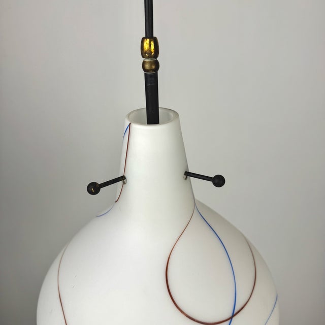 Metal Mid-Century Modern Murano Glass Drop Pendant Light from Stilnovo, Italy, 1960s For Sale - Image 7 of 10