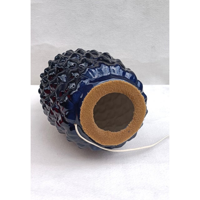 Large Pineapple Lamp in Blue Ceramic, 1970s For Sale - Image 6 of 9