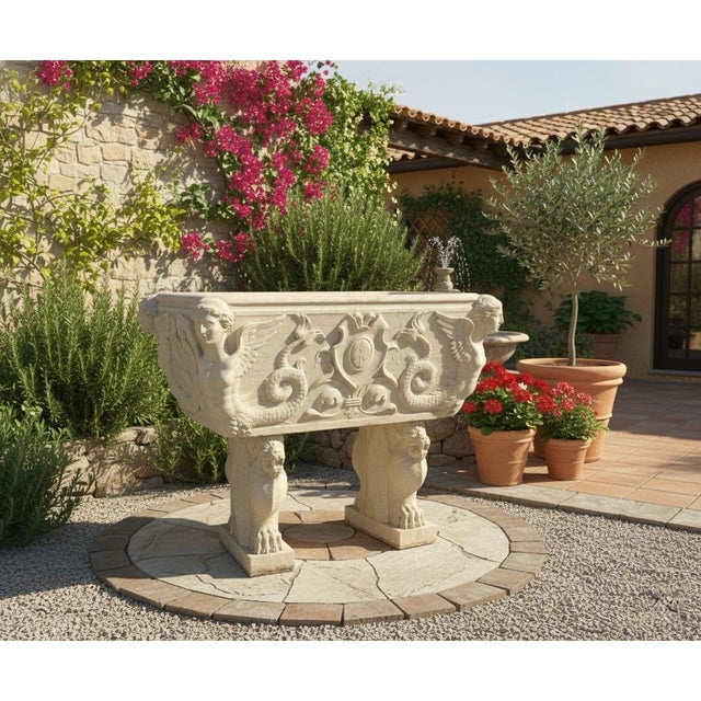 Stone 1990s Italian Neoclassical Style Carved Marble Planter For Sale - Image 7 of 7