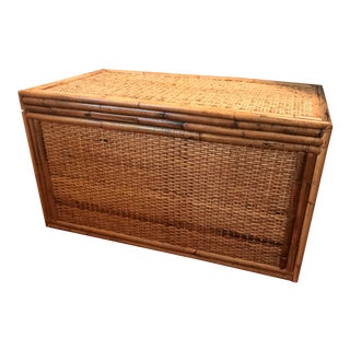 Bamboo and Rattan Storage Trunk For Sale