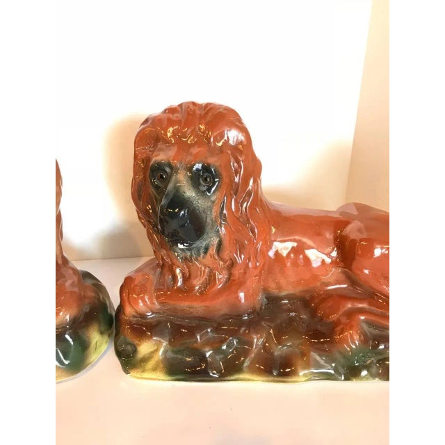 Victorian Staffordshire Recumbent Lions, Late 19th Century - a Pair For Sale - Image 3 of 8