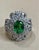4 Carat Oval Tsavorite & 2.9 Carat Diamond in 18 Karat White Gold Ring Estate For Sale - Image 14 of 18