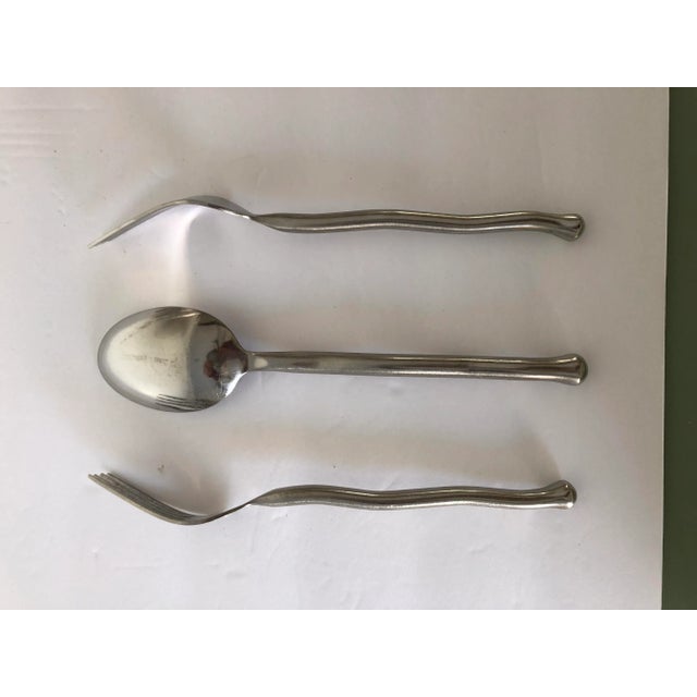 Gourmet Settings Exotique Platinum Flatware (2) Dessert Forks 7.8”; One (1) soup spoon, 8.2” 1 Fork ONLY