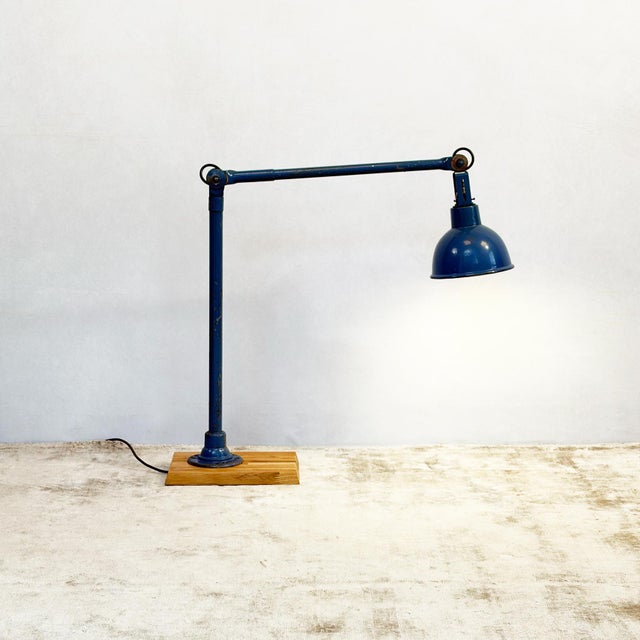 Articulated Industrial Lamp with Blue Shade from Dugdills, 1930s For Sale - Image 10 of 10