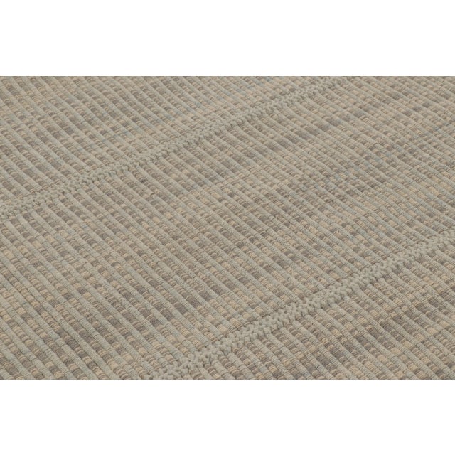 2010s Rug & Kilim’s Contemporary Kilim, Beige with Gray Textural Stripes For Sale - Image 5 of 10