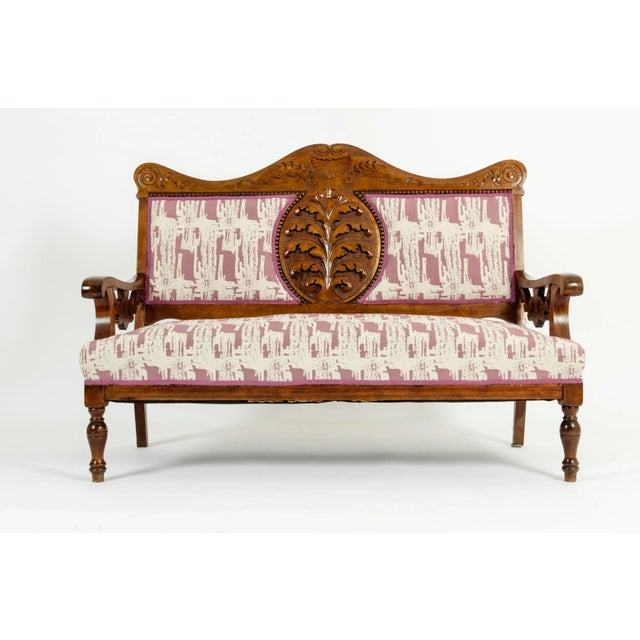 Mid-19th Century Hand Carved Mahogany Victorian Style Settee For Sale - Image 13 of 13