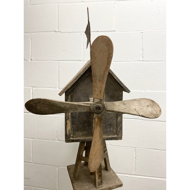Beige Early 20th Century Rustic Primitive Handmade Wood American Folk Art Outdoor Barn Whirligig For Sale - Image 8 of 12