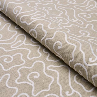 Schumacher Noyo Indoor/Outdoor Embroidery Fabric In Flax For Sale