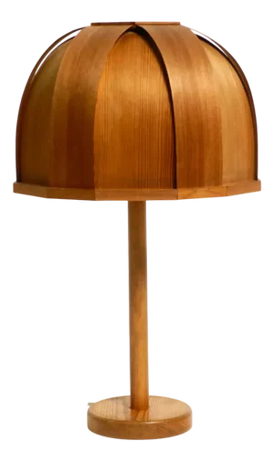 Very Swedish Pine Bent Veneer Table Lamp by Gb Solbackens Svarveri, 1970s