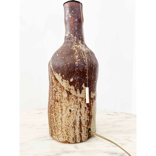 Metal Brutalist Postmodern Mid-Century Modern Ceramic Handmade Lamp 70s, 3 Lights For Sale - Image 7 of 10