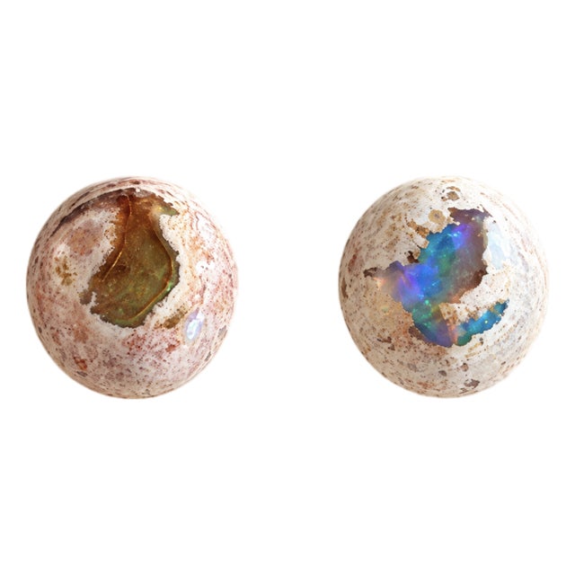 Vintage Mexican Fire Opal Cabochon Earrings, Pair For Sale