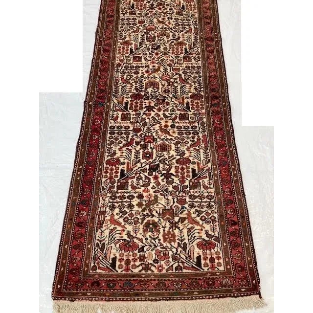 Wool pile genuine hand made vintage Persian Tafresh runner-