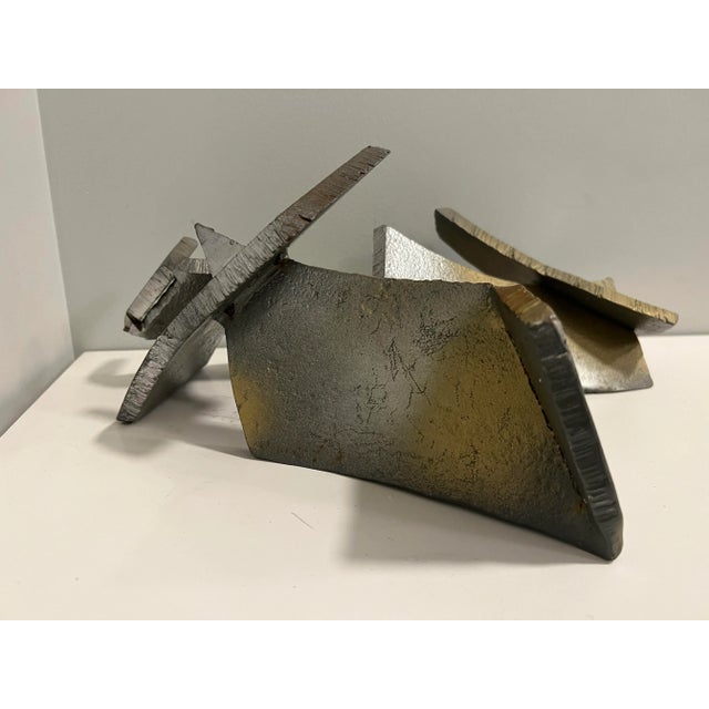 Postmodern 1980s Abstract Industrial Half-Inch Steel Minimalistic Abstract Sculpture For Sale - Image 3 of 8