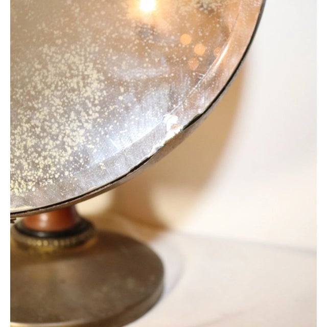 Large Antique Brass Teak Wood Circular Industrial Style Vanity Bathroom Mirror For Sale - Image 10 of 10