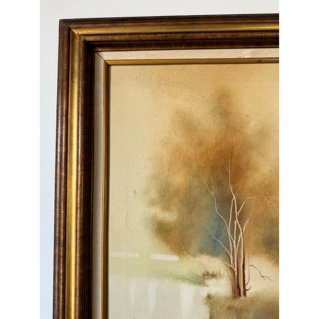 Wood 1970s Vintage Impressionist at Tree Landscape Oil Painting by Holbert For Sale - Image 7 of 12