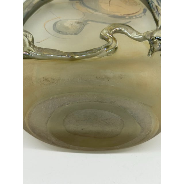 Mid Century Mordern Jon Studio Art Hand Blown Glass Vase - Etch Signed by Artist "Jon Art" For Sale - Image 9 of 12