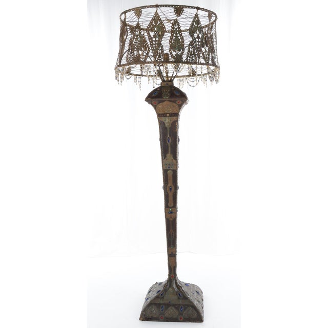 Floor lamp with synthetic gems and leather Up to 250V (Europe/UK Standard).The wiring of this item may be original and...