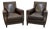 Pair of Restoration Hardware Leather Chairs For Sale