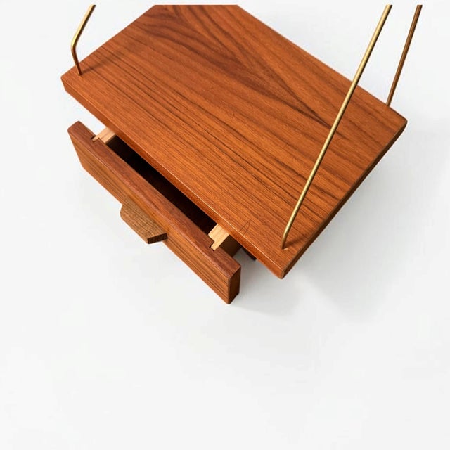 Mid 20th Century Danish Teak Wall-Mounted Bedside Tables, 1960s, Set of 2 For Sale - Image 5 of 8
