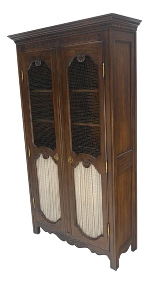 Carved Scallops Decorated Double Doors French Cupboard China Cabinet Curio