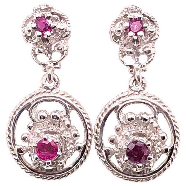 2010s 14 Karat White Gold Ruby Drop Dangle Earrings For Sale - Image 5 of 10