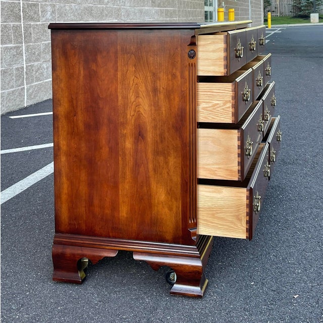 Vintage Statton Trutype Americana Chippendale Cherry 10 Drawer Low