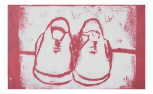 Mid Century Block Print of Sneakers