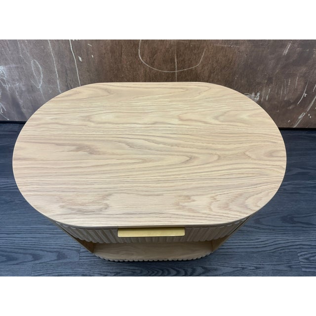 Restoration Hardware Rh Byron Open Nightstand – 32" Light Oak | American White Oak | Reeded Detail | Soft-Close Drawer For Sale - Image 4 of 18