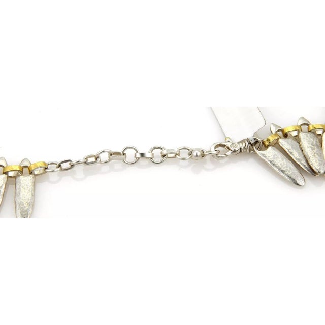 Late 20th Century Gurhan Sunflower Sterling & 24k Gold Hammered Necklace For Sale - Image 5 of 6