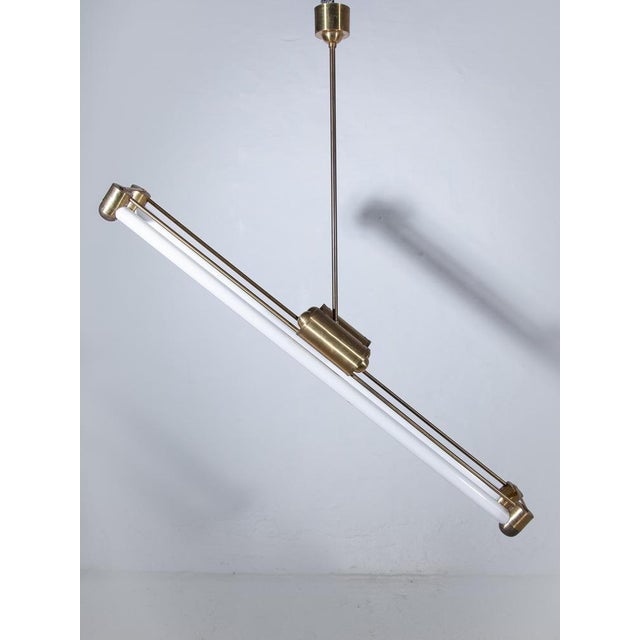 1930s Art Deco Bauhaus Brass Counterbalance Pendant Lamp, Germany, 1930s For Sale - Image 5 of 11