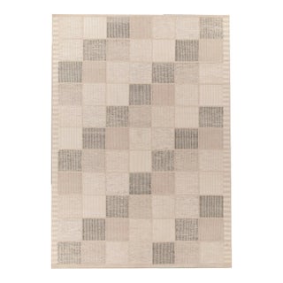 Scandinavian Style Kilim in Beige, Gray High-low Geometry by Rug & Kilim 3x16 For Sale