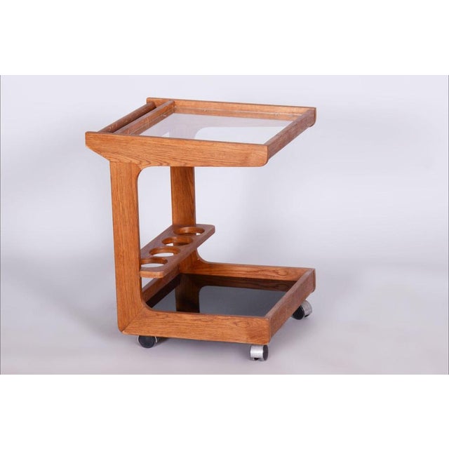 Mid-Century Trolley in Mahogany and Glass, Czechia, 1960s For Sale - Image 10 of 12