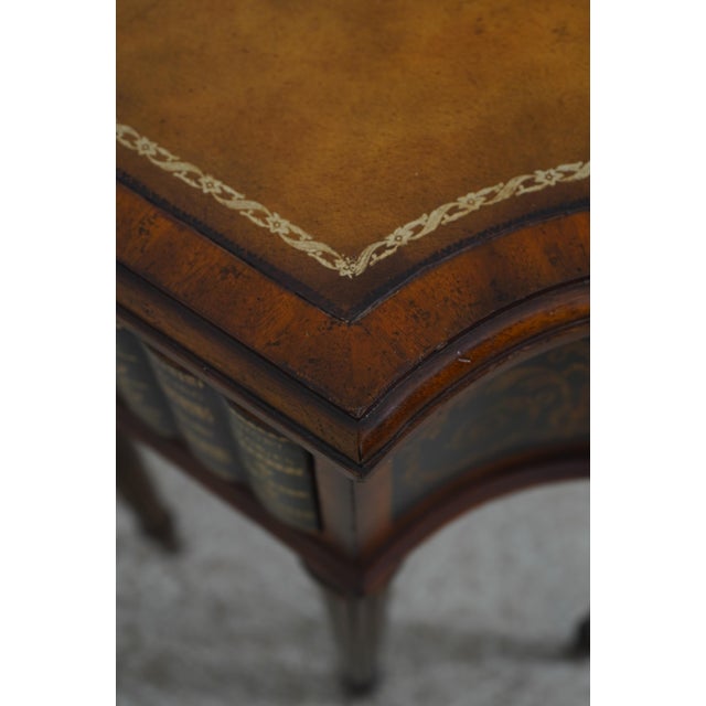 Maitland Smith Leather Top Mahogany Occasional Faux Book Table For Sale - Image 9 of 18
