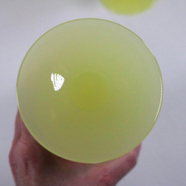 1930s Rare French Yellow Opaline Water Goblets Attributed to Portieux Vallerysthal - Set of 2 For Sale - Image 9 of 12