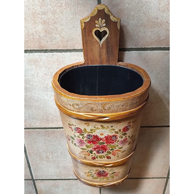 Vintage Wooden Umbrella Stand with Folk Art Painting, 1970s For Sale - Image 10 of 10