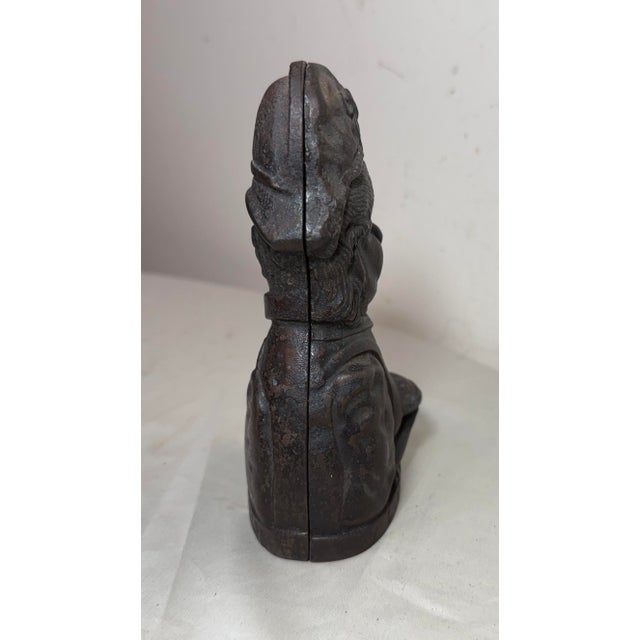 Black Rare Antique 2 Face Every Copper Helps Sydenham & McOustra Cast Iron Still Bank For Sale - Image 8 of 12