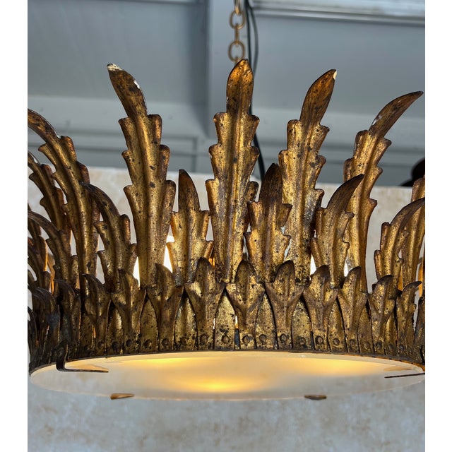 Spanish Feathered Crown Ceiling Fixture For Sale In New York - Image 6 of 12