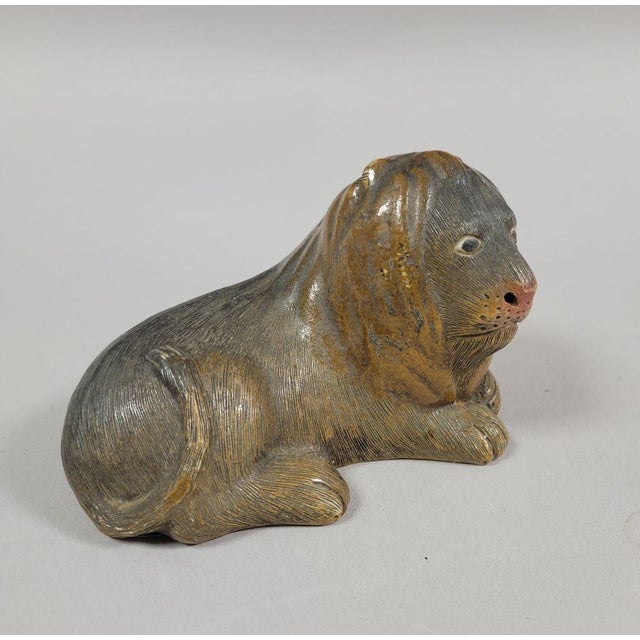 Late 19th Century Antique Staffordshire Recumbent Lion Figurine For Sale - Image 5 of 9
