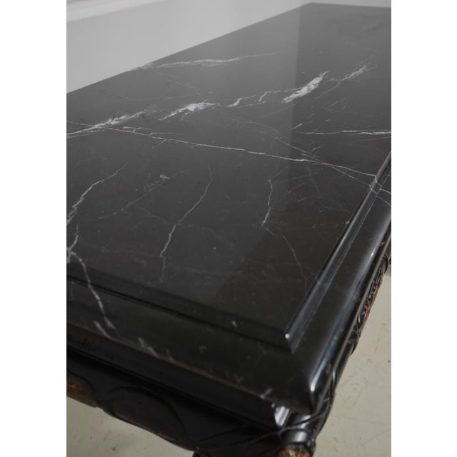 Marge Carson Black Marble Top Continental Console Table For Sale - Image 14 of 16
