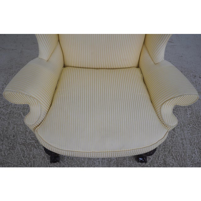 Brown Pair Southwood Ball & Claw Mahogany Wing Back Easy Chairs For Sale - Image 8 of 18