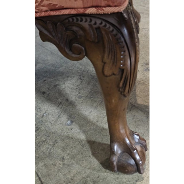 Late 20th Century Kittinger Colonial Williamsburg Mahogany Wing Chair Cw 104 Claw & Ball Feet For Sale - Image 11 of 13